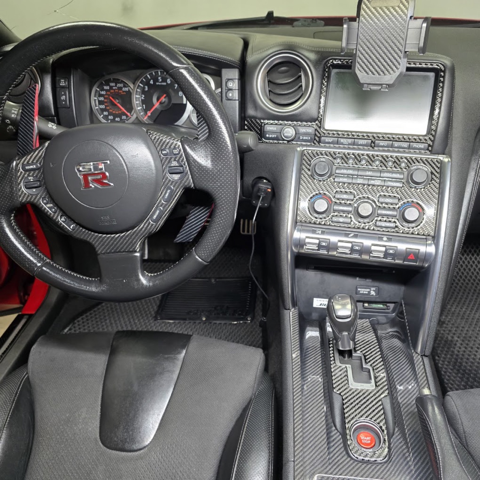 Detailed interior of a Nissan GT-R